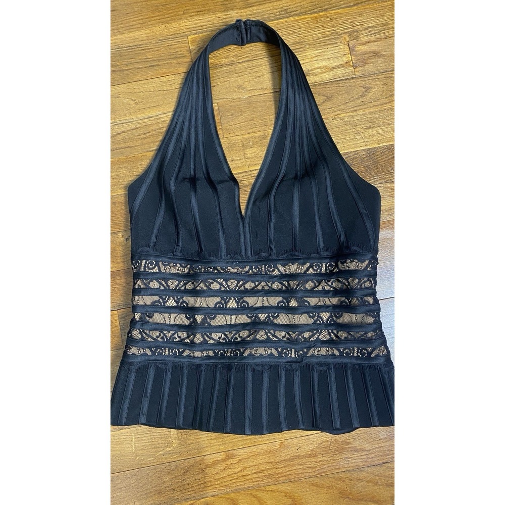 JS Collection Y2K Lace Corset Nude Halter Top Whimsey Goth Steampunk Size 8. EUC